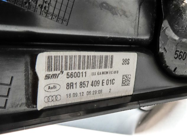 Thumbnail 5: 09-14 AUDI Q5 (8R) LEFT P-FOLD HEAT AUTODIM MEMORY DOOR MIRROR w/ LIGHT (GRAY)