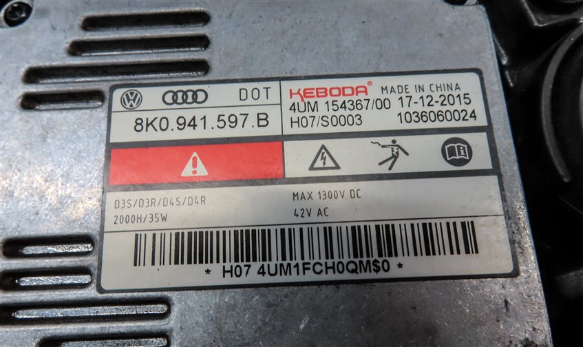 Thumbnail 6: 15-16 AUDI A3 (8V) RIGHT PASSENGER XENON HID HEADLIGHT LIGHT LAMP (8Q3 NON AFS)