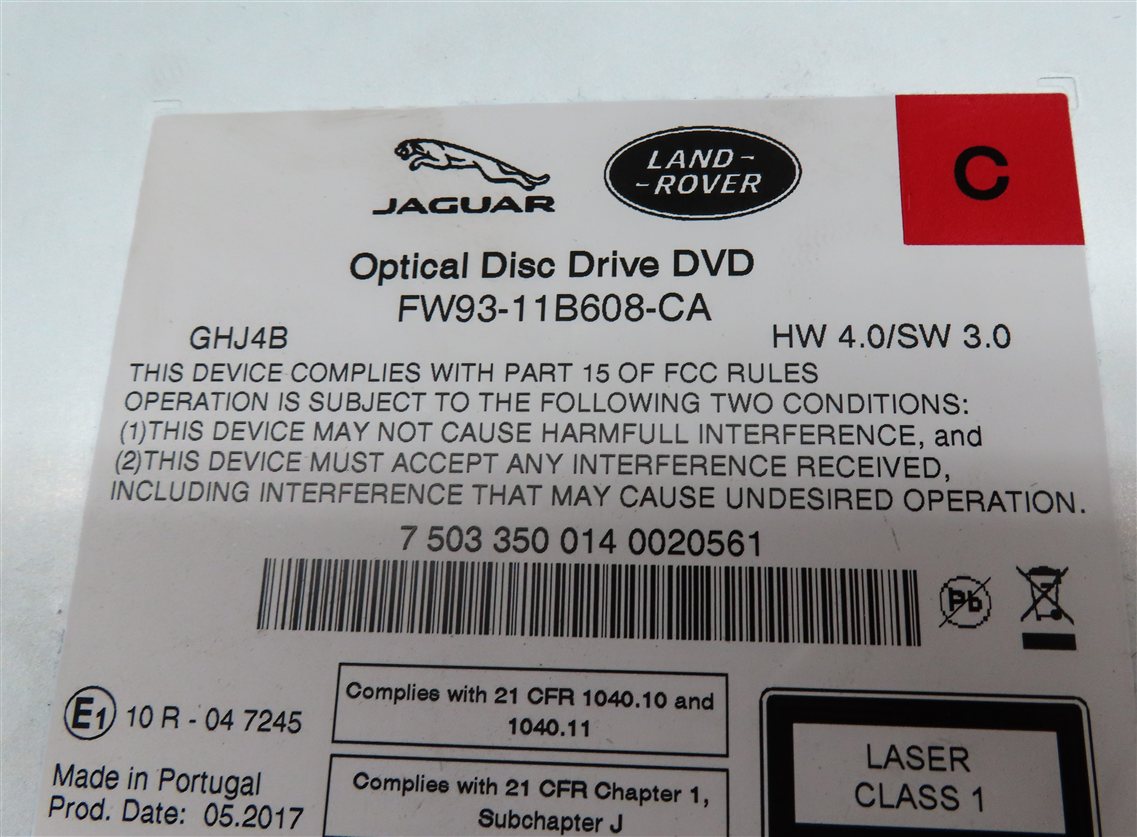 Thumbnail 4: 17-20 LAND ROVER DISCOVERY L462 AUDIO MEDIA CD DVD OPTICAL DISC DRIVE PLAYER