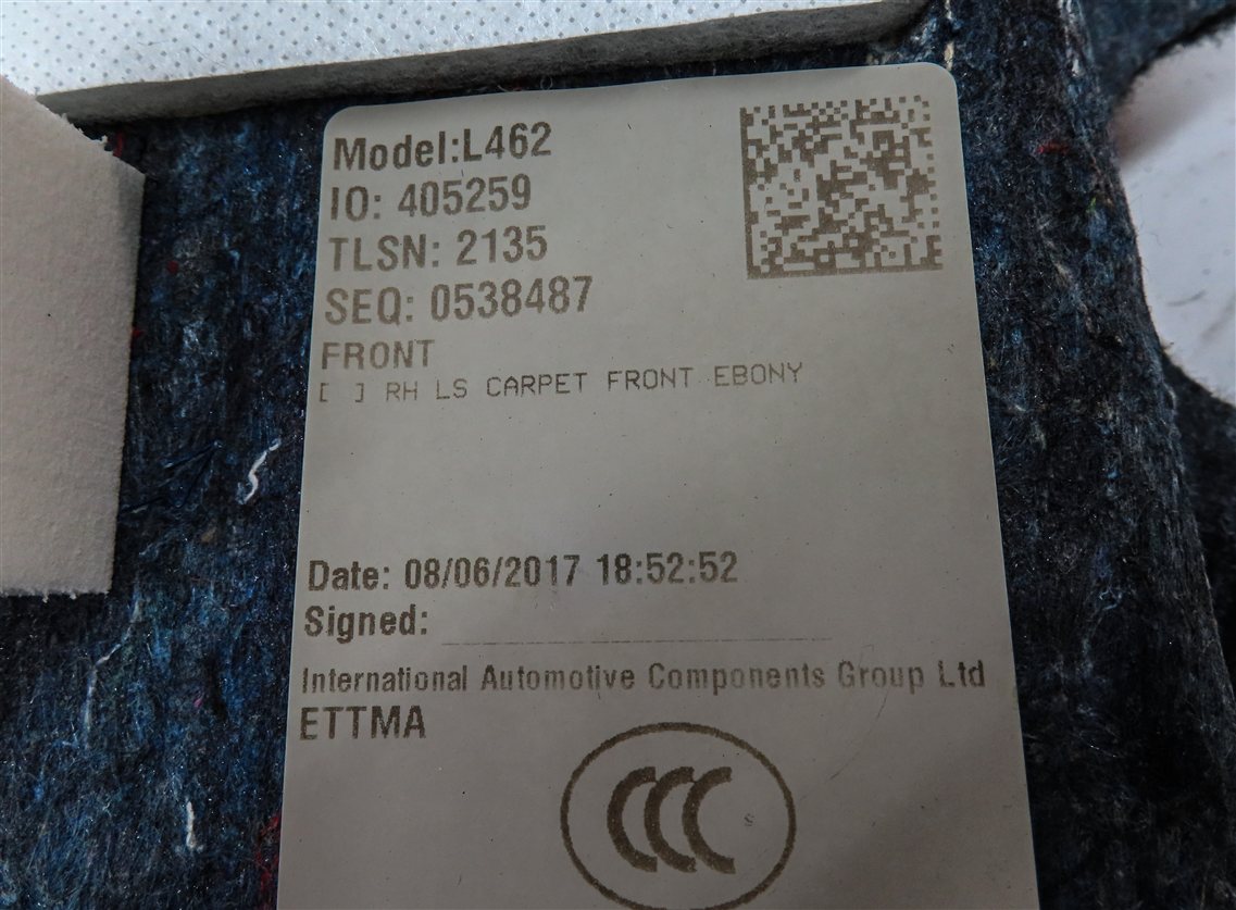 Thumbnail 8: 2017 LAND ROVER DISCOVERY (L462) REAR RIGHT INTERIOR CARPETED ACCESS PANEL COVER
