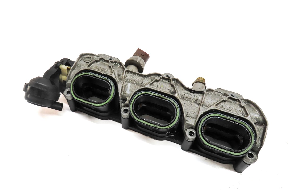 12 AUDI S4 B8 8K 3.0L CCBA FRONT LEFT DRIVER LOWER INTAKE MANIFOLD w/ FUEL RAIL