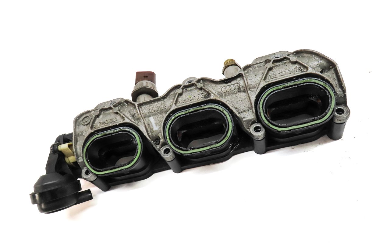 Thumbnail 3: 12 AUDI S4 B8 8K 3.0L CCBA FRONT LEFT DRIVER LOWER INTAKE MANIFOLD w/ FUEL RAIL