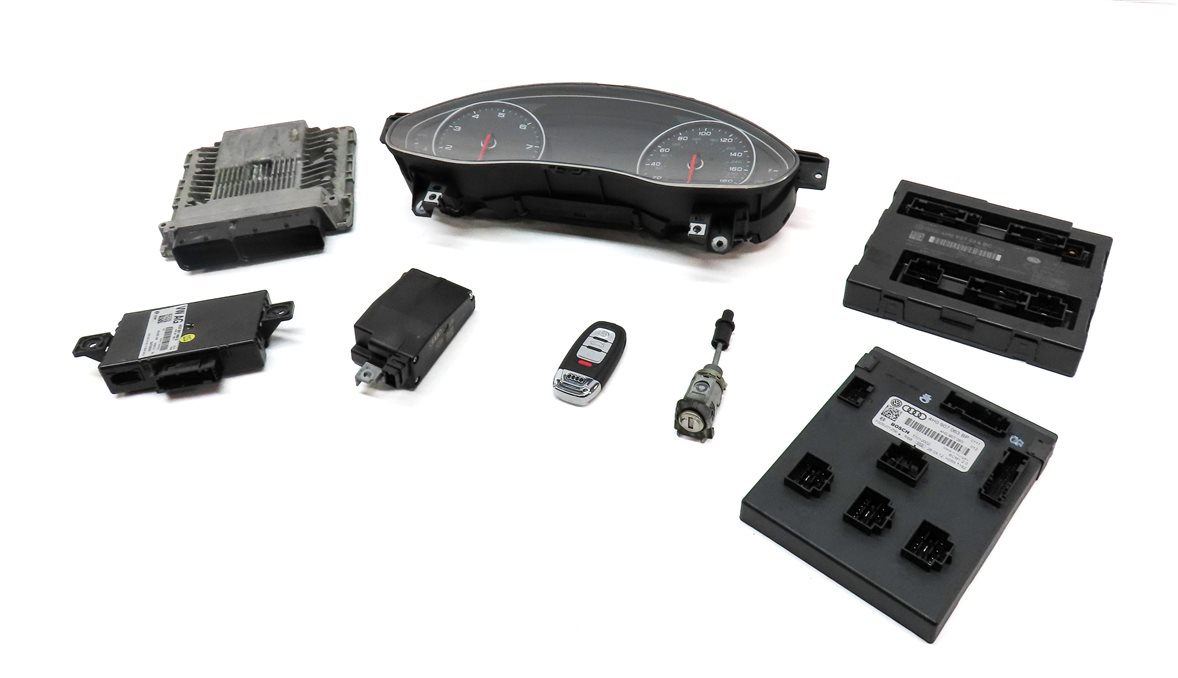 Thumbnail 1: 2012 AUDI A6 A7 (C7) 3.0L CGXB SUPERCHARGED ENGINE IMMOBILIZER MODULE KEY SET