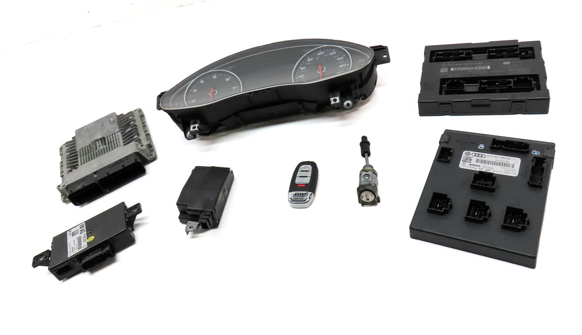 Thumbnail 3: 2012 AUDI A6 A7 (C7) 3.0L CGXB SUPERCHARGED ENGINE IMMOBILIZER MODULE KEY SET