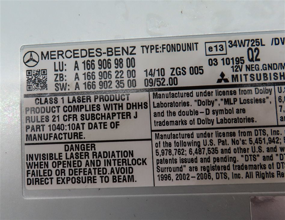 Thumbnail 6: 12-16 MERCEDES E350 GL350 GL450 GL550 ML350 ML550 (W166 W212 X166) DVD PLAYER