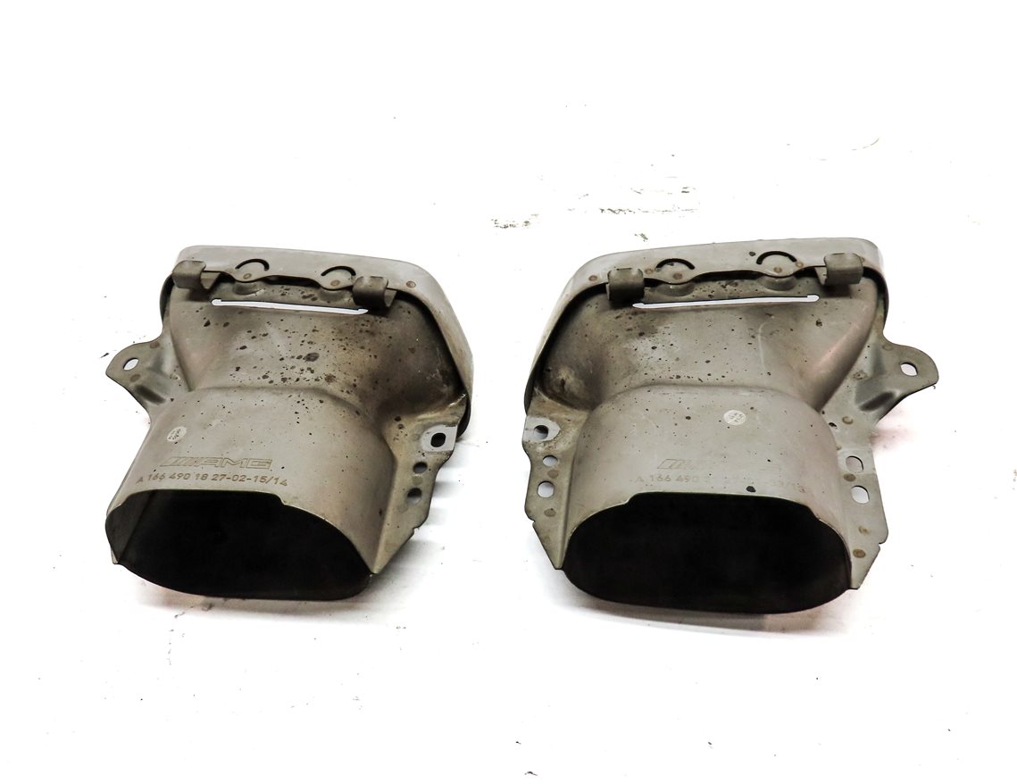 Thumbnail 4: 13-19 MERCEDES GL GLS ML (X166) 4.6L REAR LEFT & RIGHT MUFFLER EXHAUST TIP SET 2