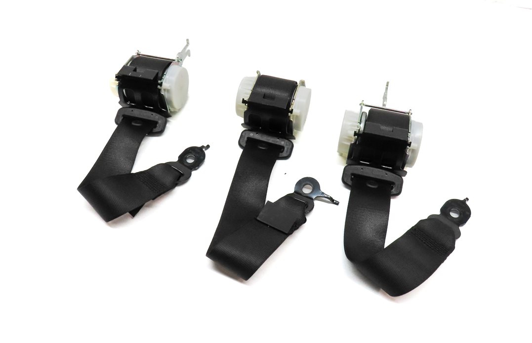 Thumbnail 1: 14 BMW 750Li (F01) REAR LEFT CENTER RIGHT SEAT SEATBELT RETRACTOR SET/3 (BLACK)