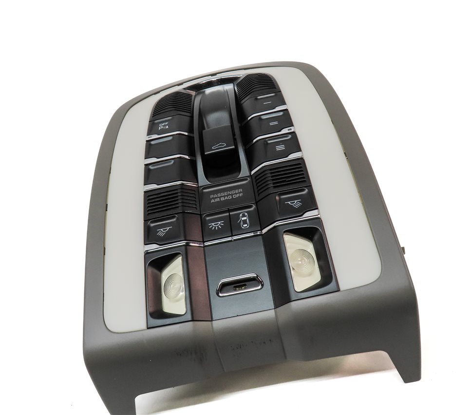 Thumbnail 3: 2011 PORSCHE PANAMERA (970 G1) FRONT OVERHEAD DOME LIGHT LAMP w/ SWITCHES (Gray)