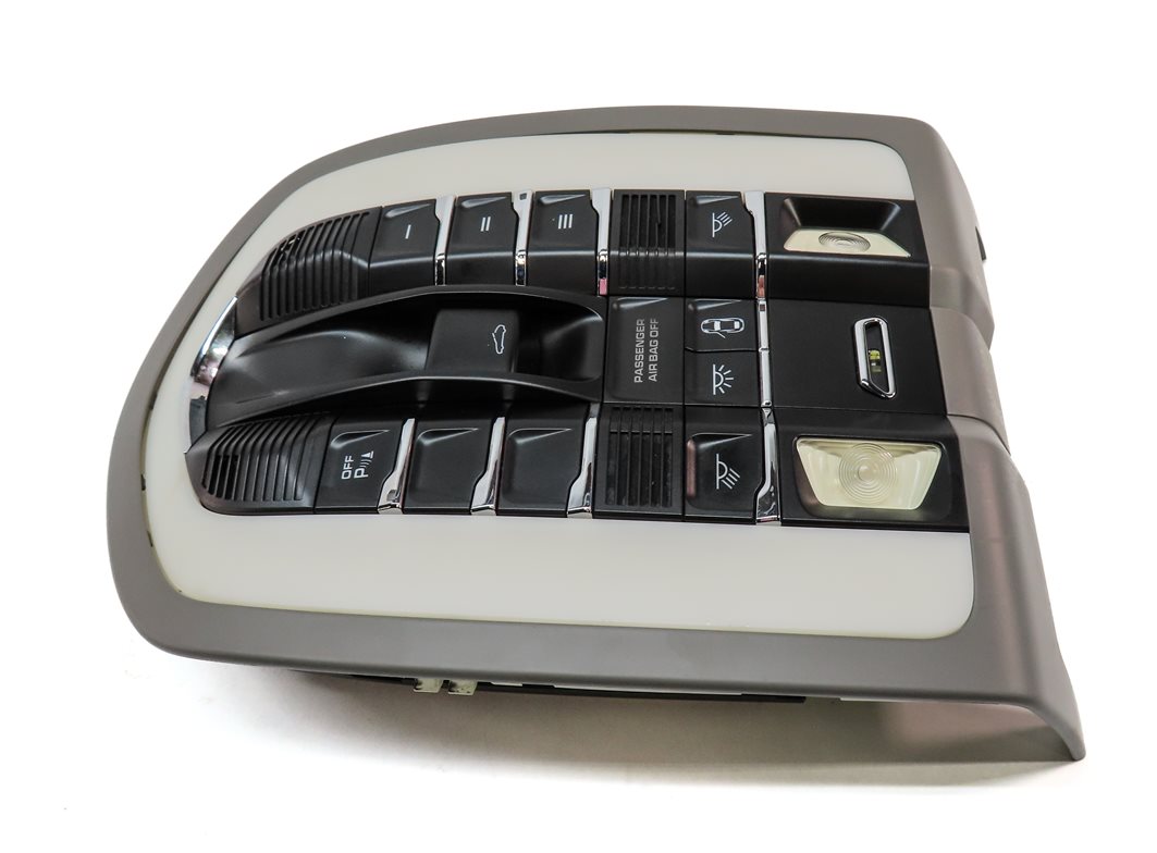Thumbnail 4: 2011 PORSCHE PANAMERA (970 G1) FRONT OVERHEAD DOME LIGHT LAMP w/ SWITCHES (Gray)