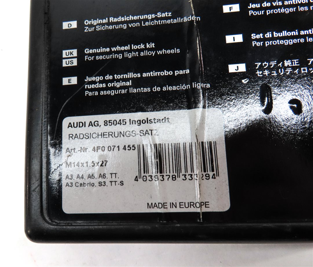 Thumbnail 6: 2011 AUDI A5 CONVERTIBLE (B8 8T) LOCKING LUG NUT LOCK SET w/ CASE