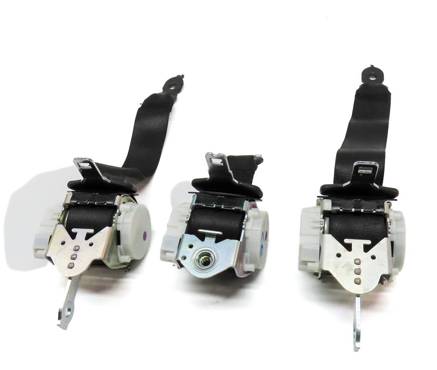 Thumbnail 4: 13 BMW 650i GRAN COUPE F06 REAR LEFT CENTER RIGHT SEATBELT RETRACTOR SET (BLACK)