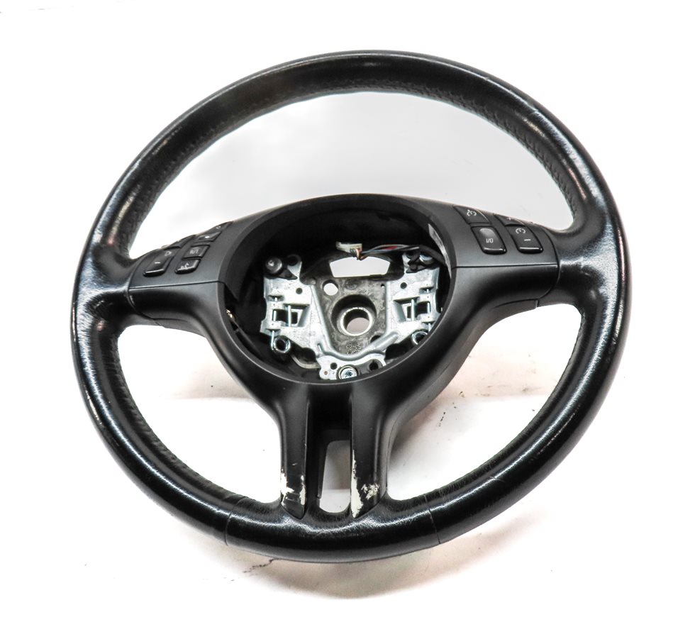 Thumbnail 2: 01-06 BMW 3 SERIES (E46) 3 SPOKE SPORT STEERING WHEEL w/ SWITCH BUTTONS (BLACK)
