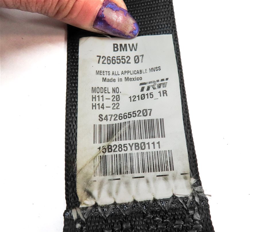 Thumbnail 5: 2016 BMW X3 (F25) REAR RIGHT 2ND ROW SEAT BELT SEATBELT RETRACTOR (BLACK)