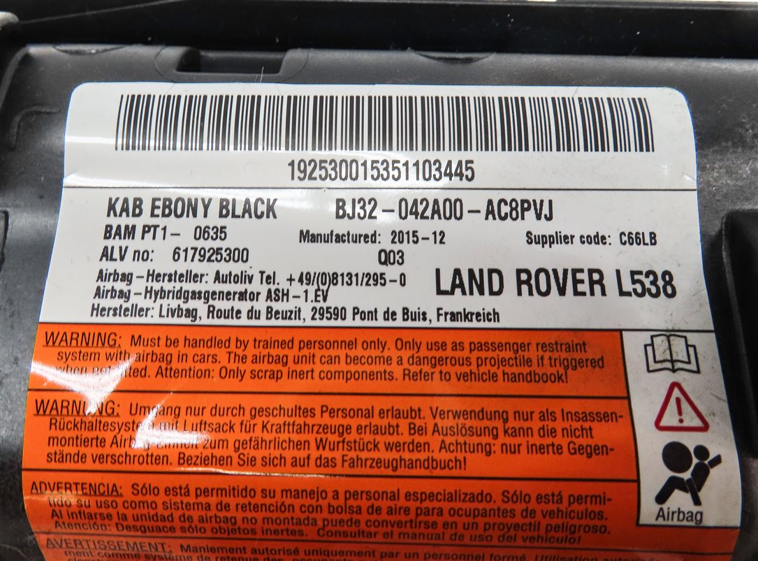 Thumbnail 6: 2015-2019 LAND ROVER DISCOVERY SPORT (L550) LEFT DRIVER KNEE AIRBAG (BLACK)