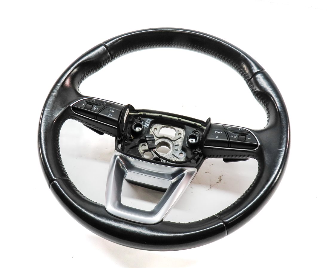 17-19 AUDI Q7 4M 3 SPOKE SPORT STEERING WHEEL w/SHIFT PADDLES & SWITCHES (BLACK)