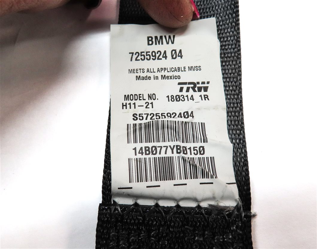 Thumbnail 6: 2014 BMW X3 (F25) REAR LEFT CENTER RIGHT SEAT SEATBELT RETRACTOR SET/3 (BLACK)