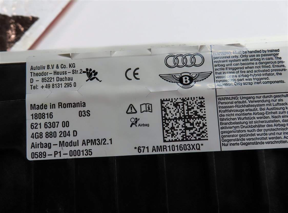 Thumbnail 6: 14-18 AUDI A6 A7 S6 S7 RS7 C7 4G8 FRONT RIGHT PASSENGER DASH SRS AIRBAG AIR BAG