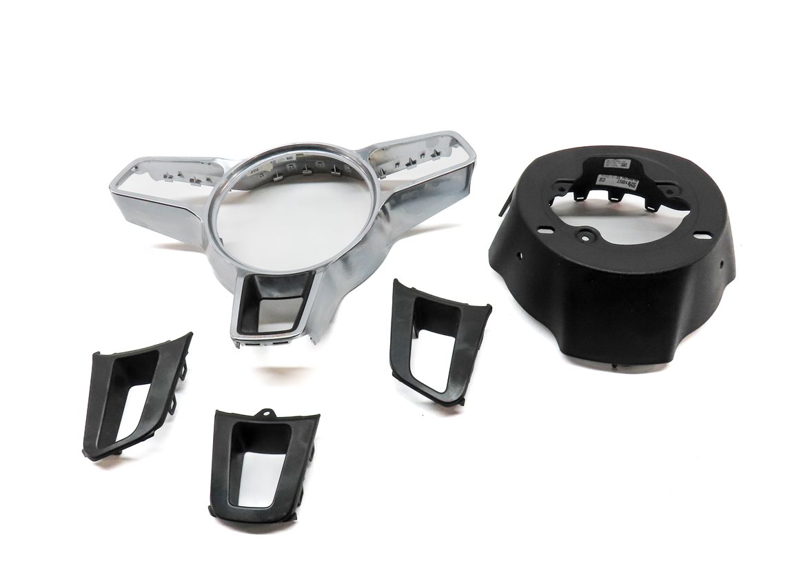 2018 PORSCHE MACAN (95B) STEERING WHEEL TRIM SET 5 (BLACK & SILVER)