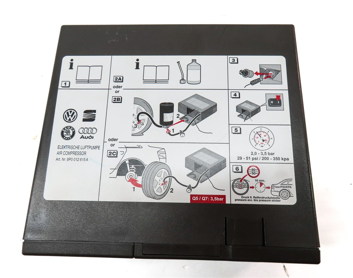 Thumbnail 4: 2014 AUDI Q5 (B8 8R) EMERGENCY ROADSIDE SPARE TIRE AIR COMPRESSOR INFLATOR