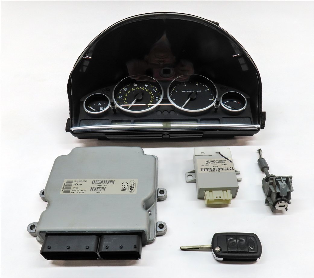 Thumbnail 2: 07 RANGE ROVER L322 4.2L SUPER SPEEDOMETER ECM IMMOBILIZER MODULE KEY SET (194k)
