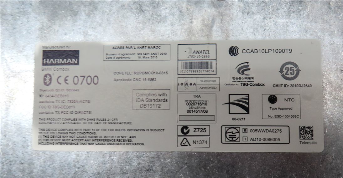 Thumbnail 4: 2011 BMW 535XiGT (F07) BLUETOOTH TELEMATICS COMMUNICATION CONTROL MODULE