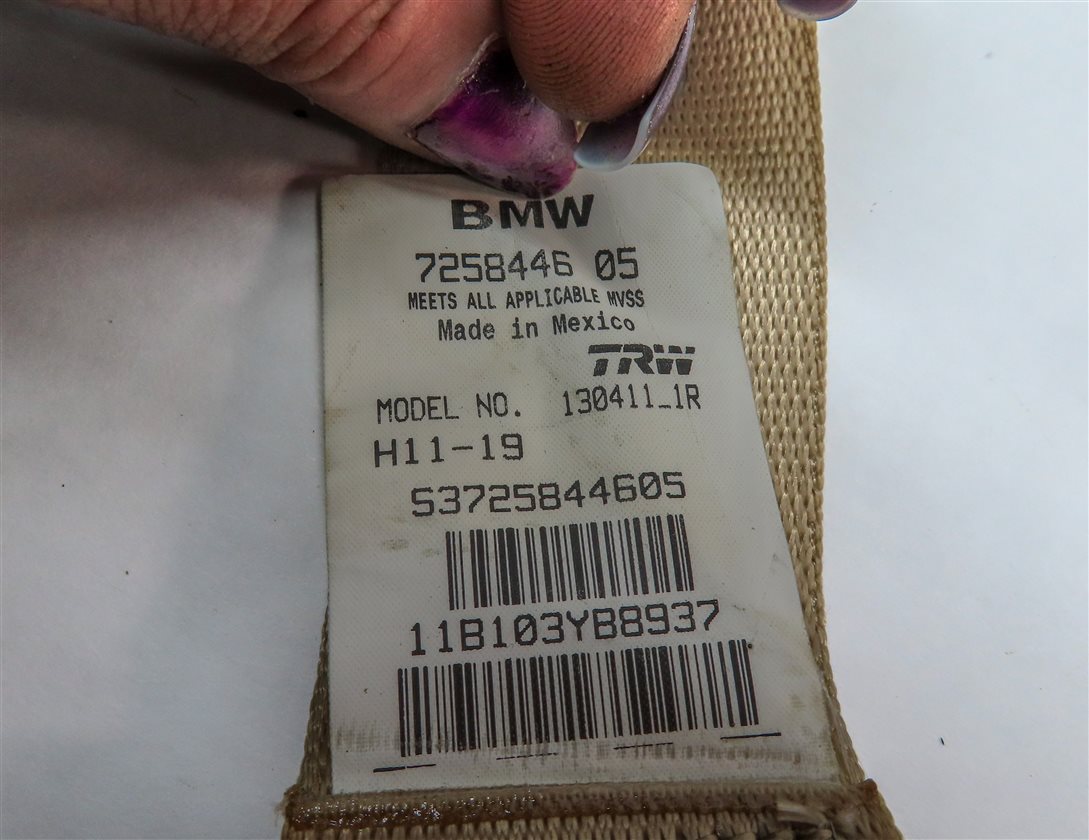 Thumbnail 7: 2011 BMW X3 (F25) REAR LEFT CENTER RIGHT SEAT SEATBELT RETRACTOR SET/3 (Beige)