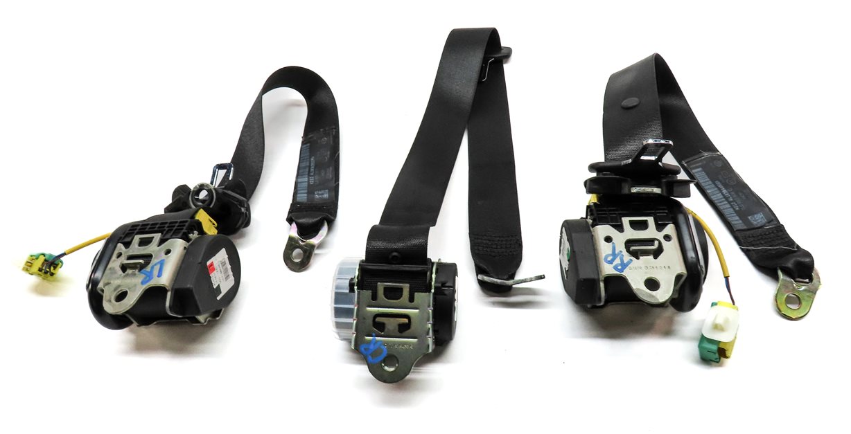 Thumbnail 4: 2006 PORSCHE CAYENNE S (955) REAR LEFT CENTER RIGHT SEATBELT RETRACTOR SET BLACK