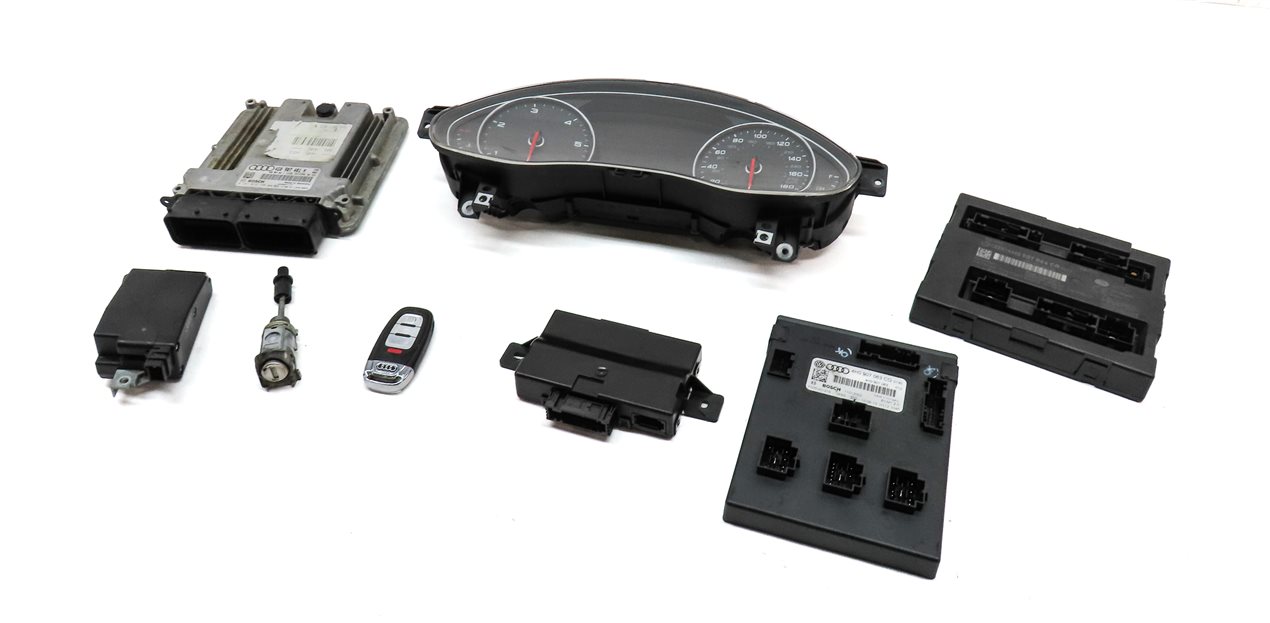 2014 AUDI A6 C7 3.0L DIESEL ECM IMMOBILIZER CLUSTER BODY ENGINE MODULE & KEY SET