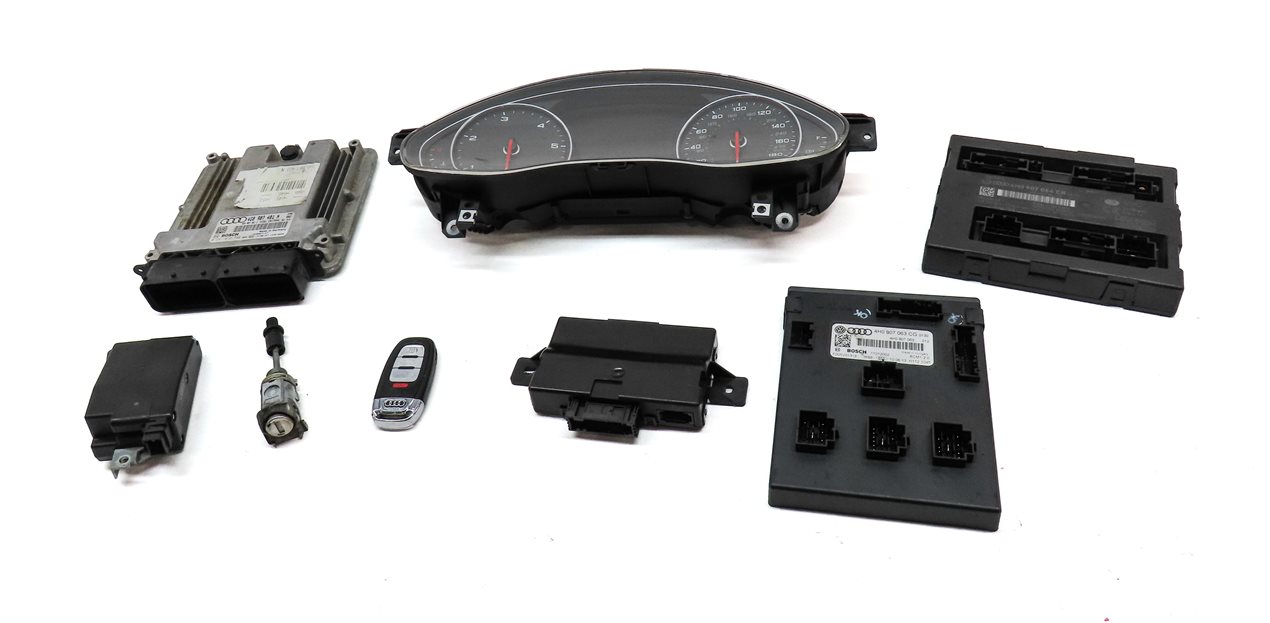 Thumbnail 3: 2014 AUDI A6 C7 3.0L DIESEL ECM IMMOBILIZER CLUSTER BODY ENGINE MODULE & KEY SET