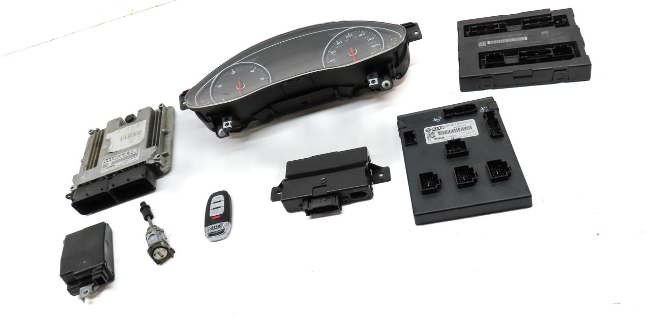 Thumbnail 4: 2014 AUDI A6 C7 3.0L DIESEL ECM IMMOBILIZER CLUSTER BODY ENGINE MODULE & KEY SET