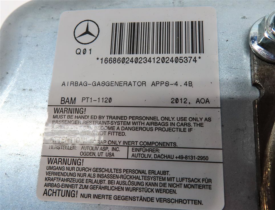Thumbnail 7: 12-19 MERCEDES GL350 GL450 GL550 ML350 ML550 (W166 X166) PASSENGER DASH AIRBAG