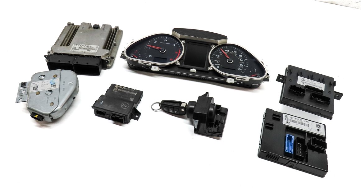 Thumbnail 1: 2012 AUDI Q7 (4L) 3.0L CATA TDI DIESEL ENGINE ECM BCM IMMOBILIZER MODULE KEY SET
