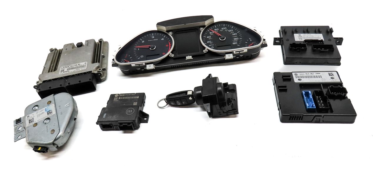 Thumbnail 3: 2012 AUDI Q7 (4L) 3.0L CATA TDI DIESEL ENGINE ECM BCM IMMOBILIZER MODULE KEY SET