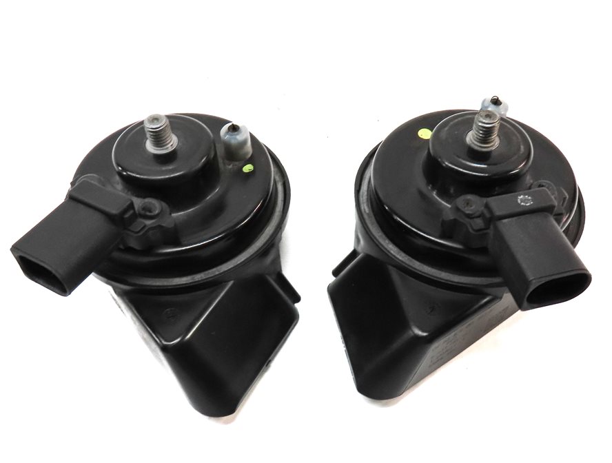 Thumbnail 4: 2007-2015 AUDI Q7 R8 (4L 4S) HIGH & LOW TONE NOTE SIGNAL SAFETY HORN SET-2