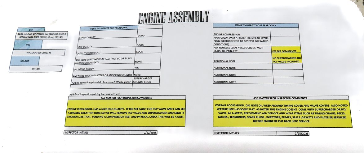 Thumbnail 7: 2013-2015 AUDI Q7 (4L) 3.0L CTWB SUPER ENGINE ASSEMBLY ASE TESTED (131k)