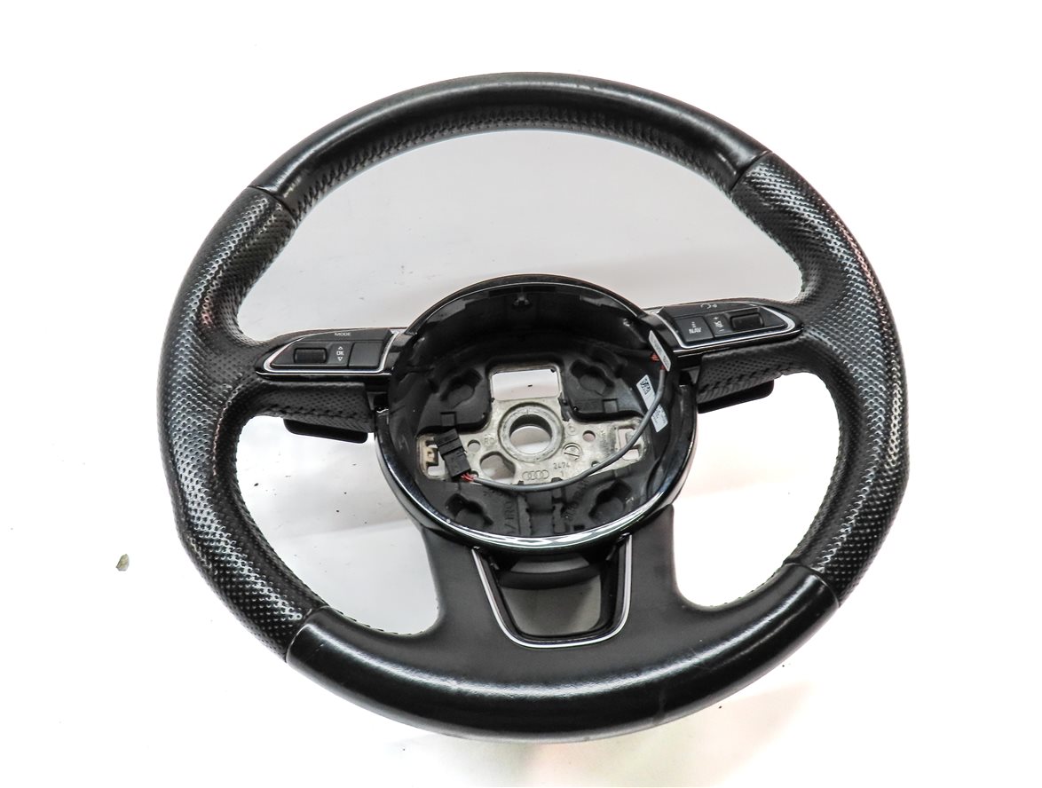 12-15 AUDI Q7 (4L) 3 SPOKE S-LINE STEERING WHEEL w/ SWITCHES & PADDLES (Black)