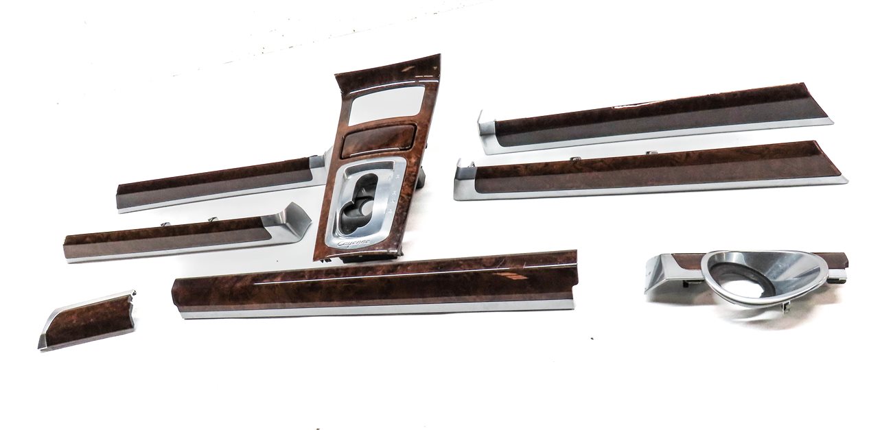 Thumbnail 2: 2011 PORSCHE CAYENNE HYBRID 958 FRONT REAR DOOR DASH CONSOLE TRIM SET (Walnut)