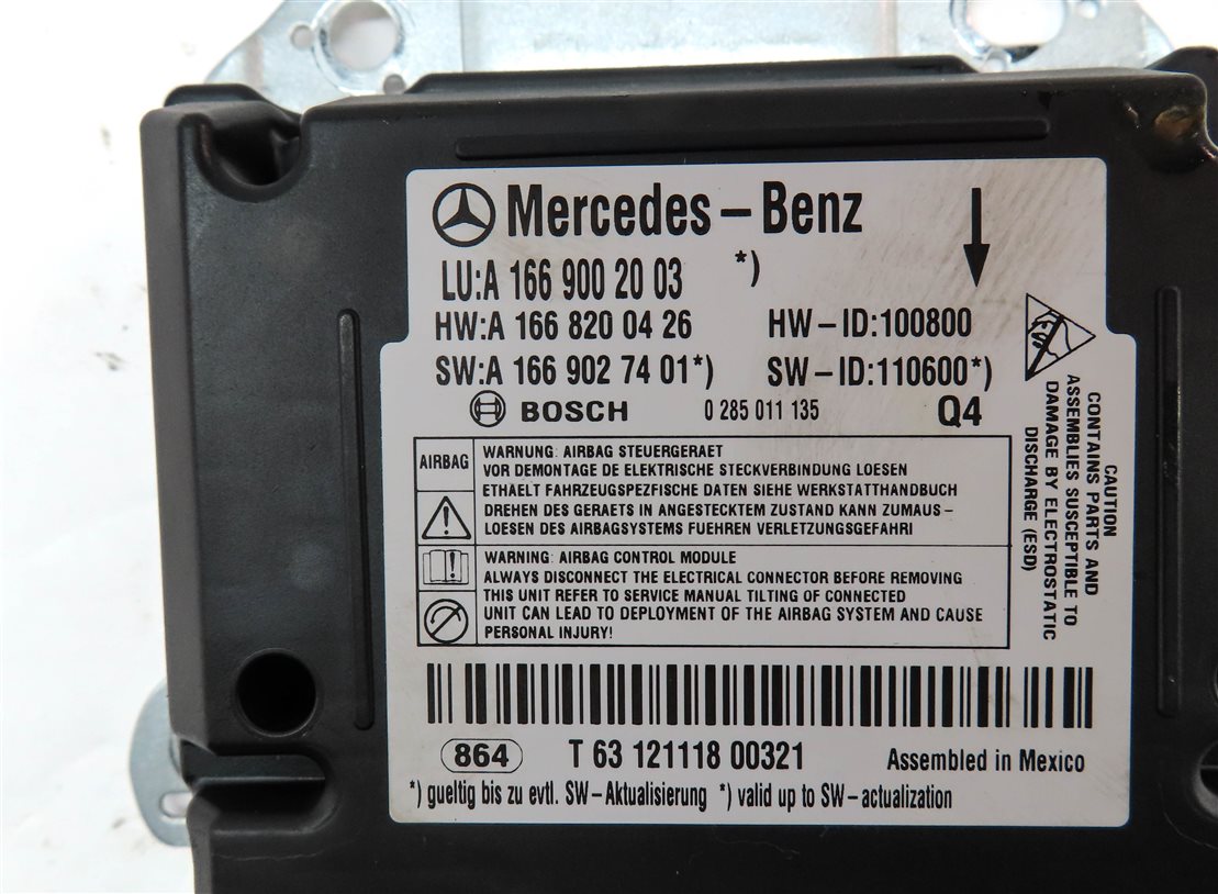Thumbnail 4: 12-15 MERCEDES G550 G63 GL350 GL450 GL550 ML350 ML550 (X166 W166) SRS BAG MODULE