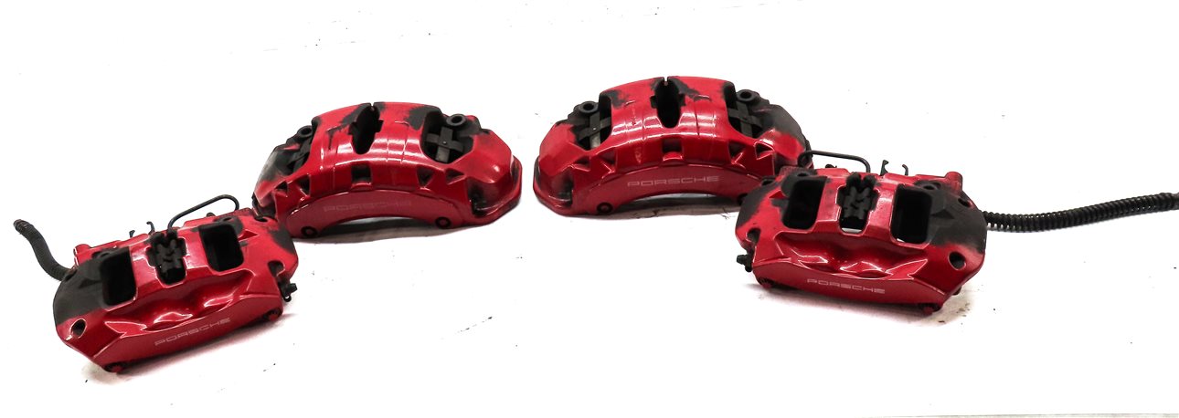 Thumbnail 2: 11-18 PORSCHE CAYENNE (958) TURBO FRONT & REAR BREMBO BRAKE CALIPER SET 4 (RED)