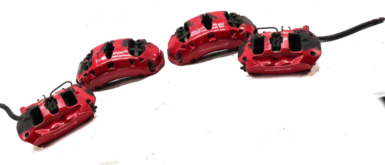 Thumbnail 3: 11-18 PORSCHE CAYENNE (958) TURBO FRONT & REAR BREMBO BRAKE CALIPER SET 4 (RED)