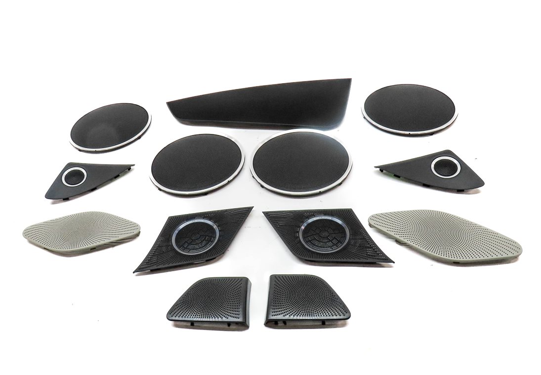 Thumbnail 23: 12 AUDI Q5 (B8 8R) BANG OLUFSEN SPEAKER GRILLE TRIM COVER SET/13 (BLACK/SILVER)