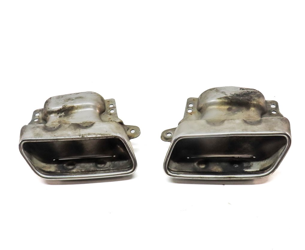 Thumbnail 2: 12-13 MERCEDES S550 W221 REAR LEFT & RIGHT MUFFLER EXHAUST TIP SET/2 (SILVER)