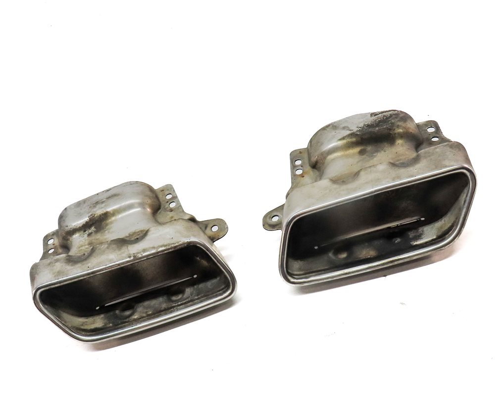 Thumbnail 3: 12-13 MERCEDES S550 W221 REAR LEFT & RIGHT MUFFLER EXHAUST TIP SET/2 (SILVER)