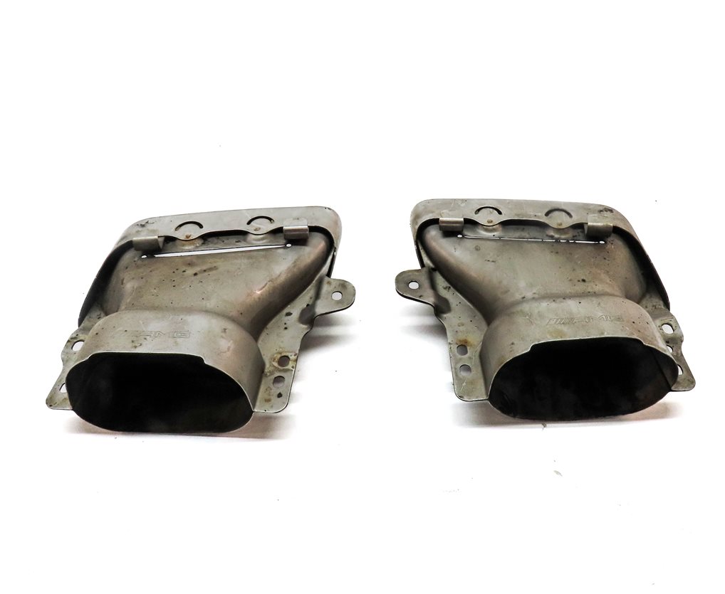 Thumbnail 4: 12-13 MERCEDES S550 W221 REAR LEFT & RIGHT MUFFLER EXHAUST TIP SET/2 (SILVER)