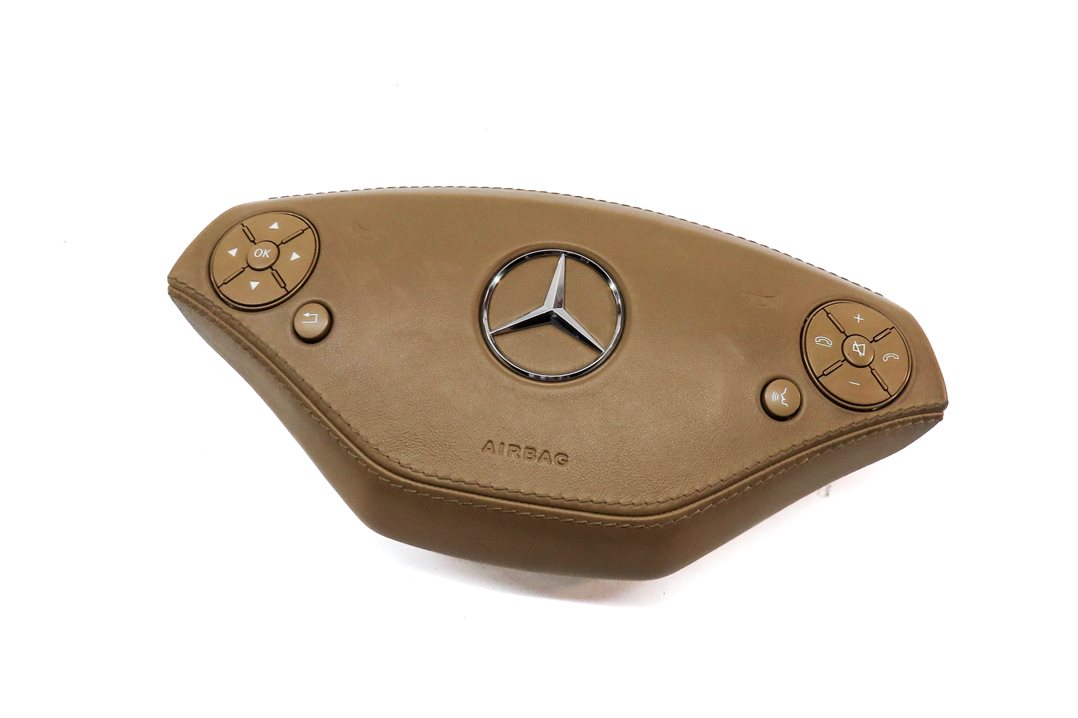 Thumbnail 1: 11-14 MERCEDES CL-CLASS S-CLASS C216 W221 4 SPOKE STEERING WHEEL AIRBAG (Brown)