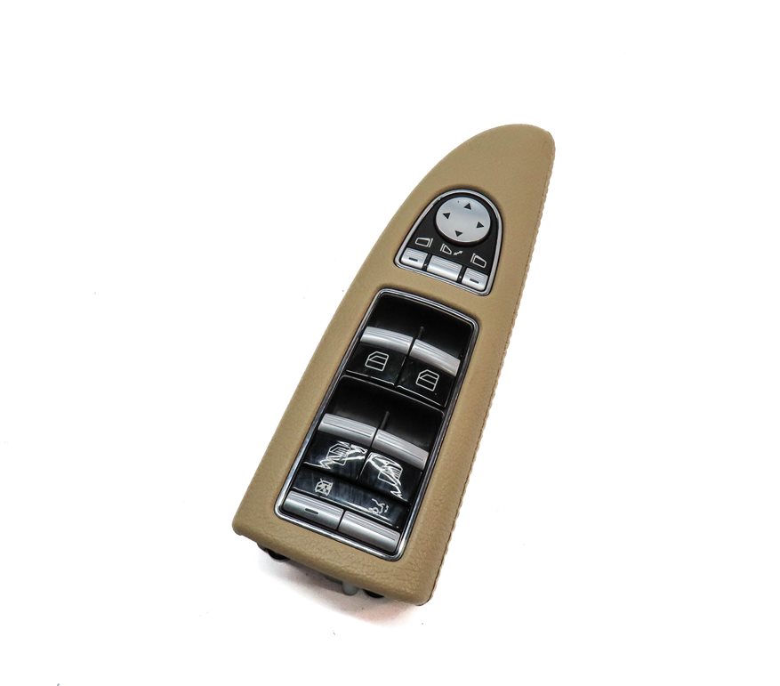 09-13 MERCEDES S-CLASS FRONT LEFT DRIVER WINDOW SWITCH w/ P-FOLD (Brown)