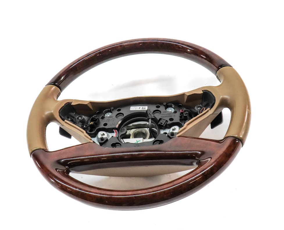 Thumbnail 2: 10-13 MERCEDES S CLASS W221 4 SPOKE STEERING WHEEL WALNUT WOOD & LEATHER (Brown)