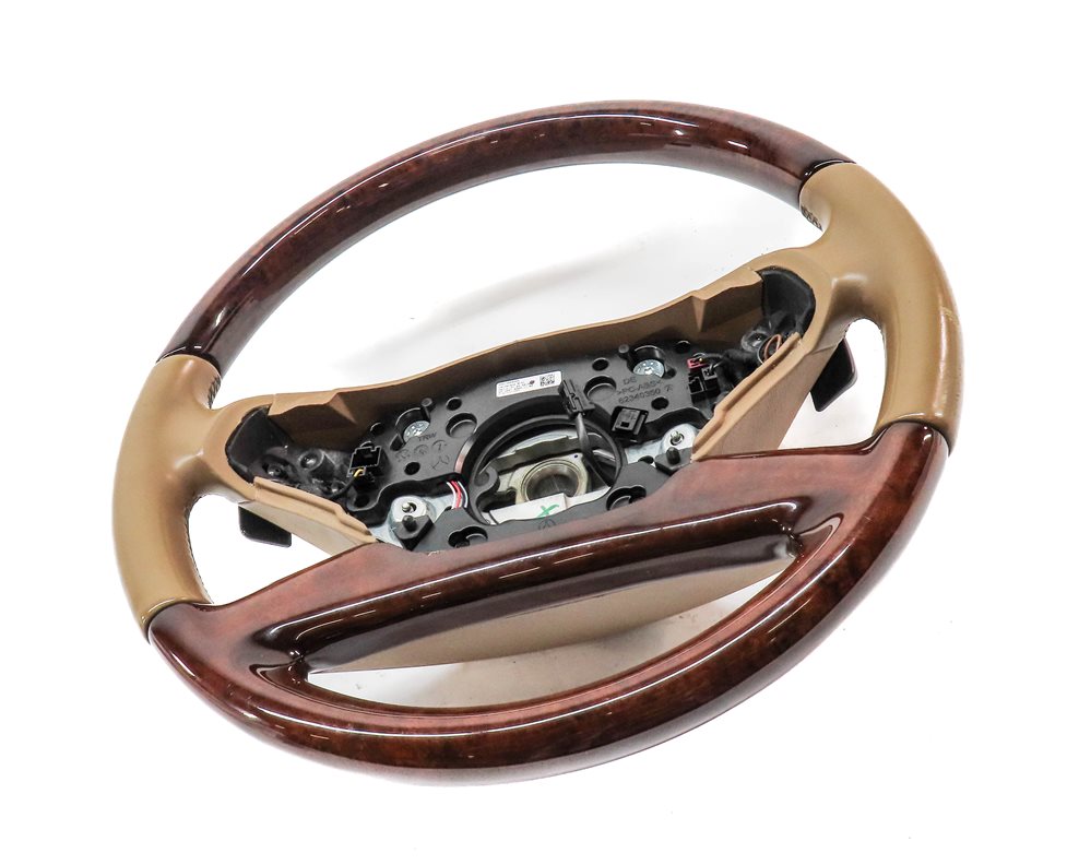 Thumbnail 3: 10-13 MERCEDES S CLASS W221 4 SPOKE STEERING WHEEL WALNUT WOOD & LEATHER (Brown)