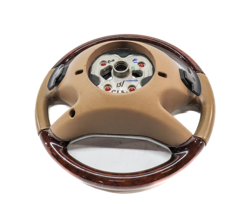 Thumbnail 5: 10-13 MERCEDES S CLASS W221 4 SPOKE STEERING WHEEL WALNUT WOOD & LEATHER (Brown)