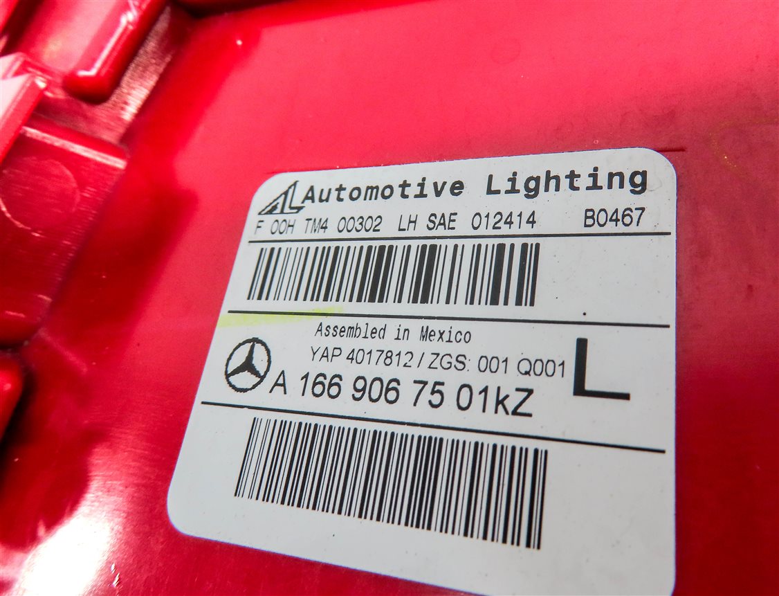 Thumbnail 6: 13-16 MERCEDES GL350 GL450 GL550 (X166) LEFT DRIVER TAILLIGHT BRAKE LIGHT LAMP